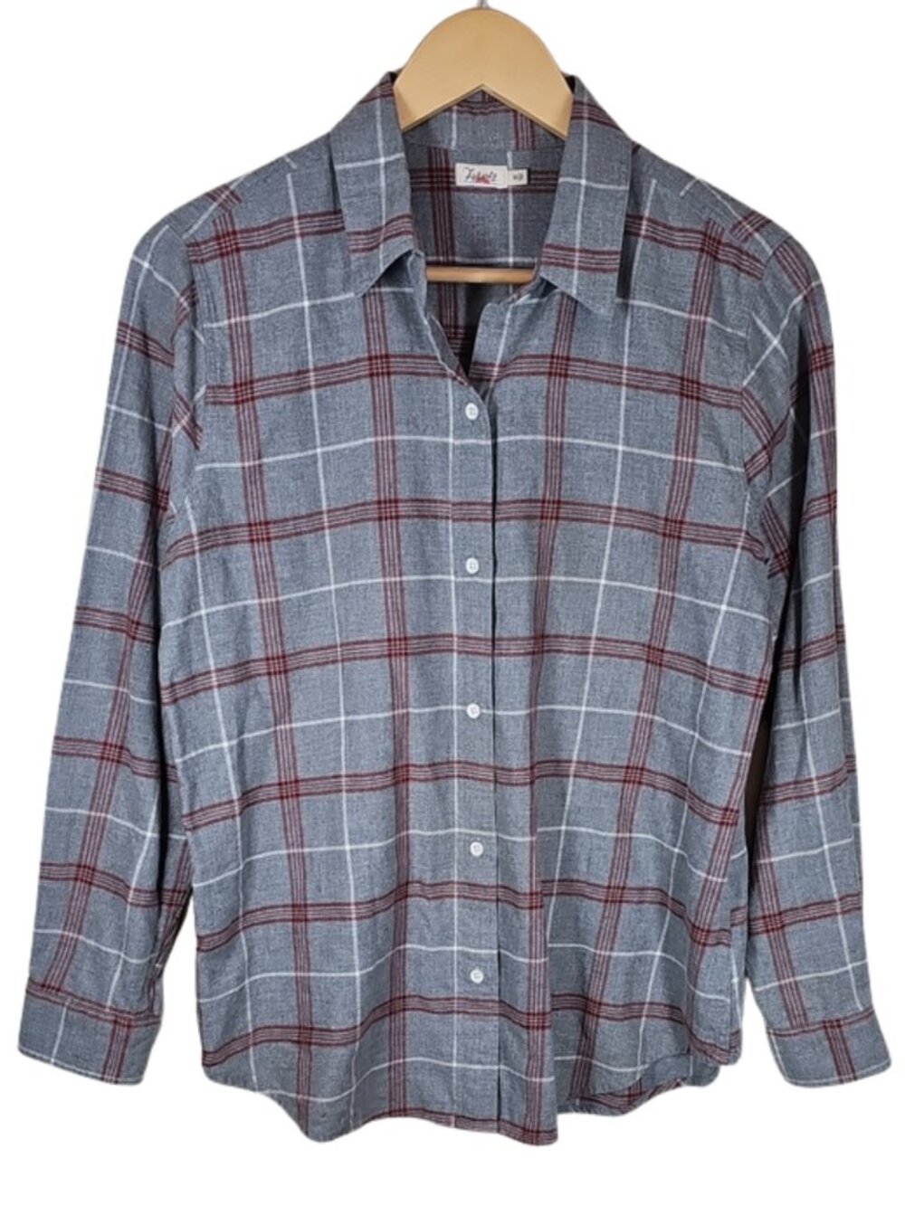 Faherty Classic Super Brushed Flannel Shirt Size M Gray Red Plaid Cabin Fall